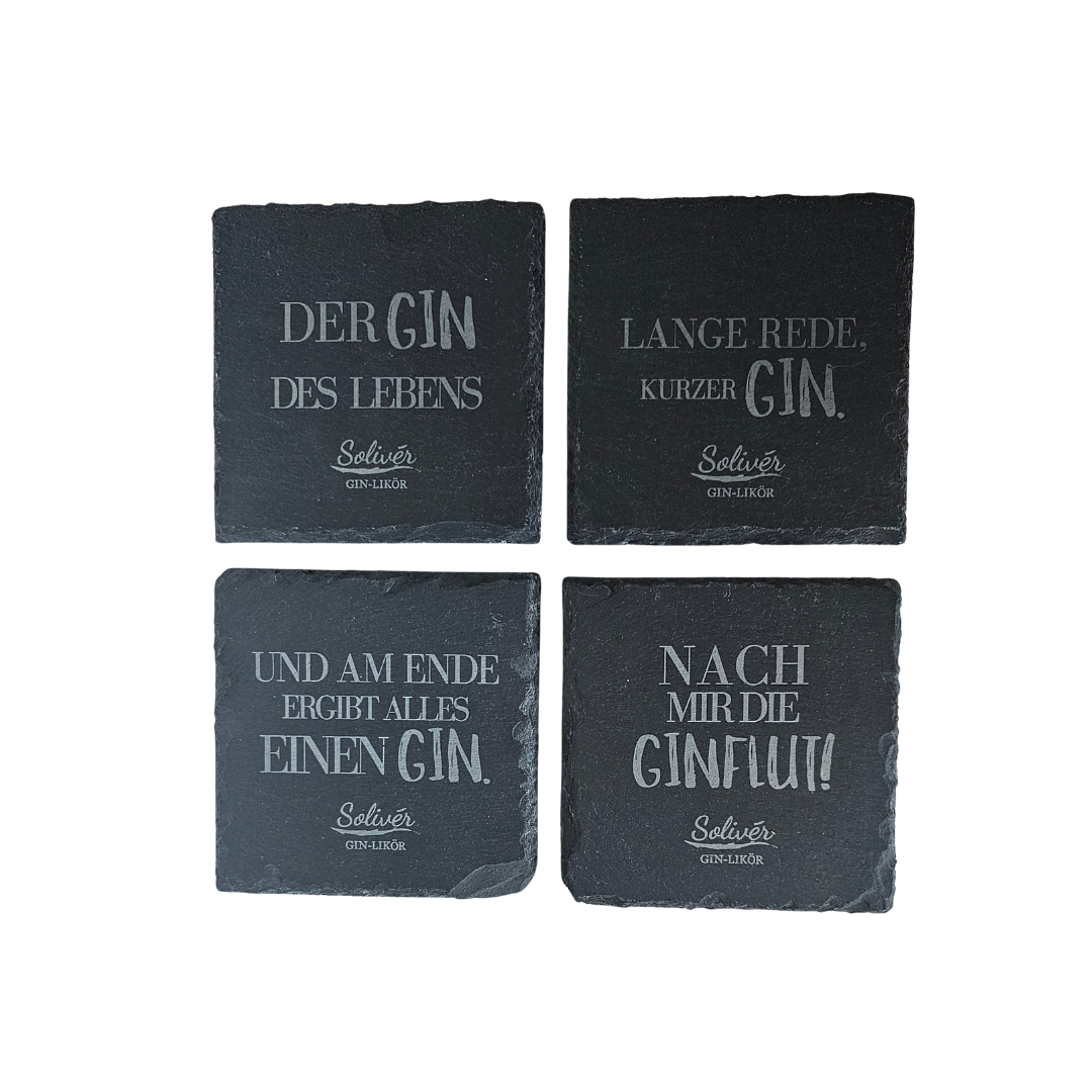 Quadratische Schiefer-Untersetzer | Solivér Gin Likör