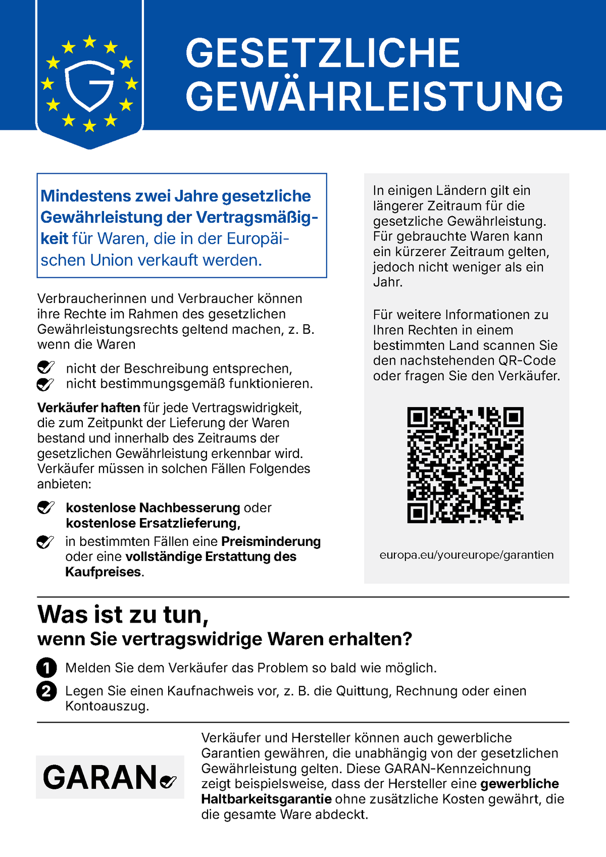 Harmonisierte Mitteilung der EU zum gesetzlichen Gewährleistungsrecht